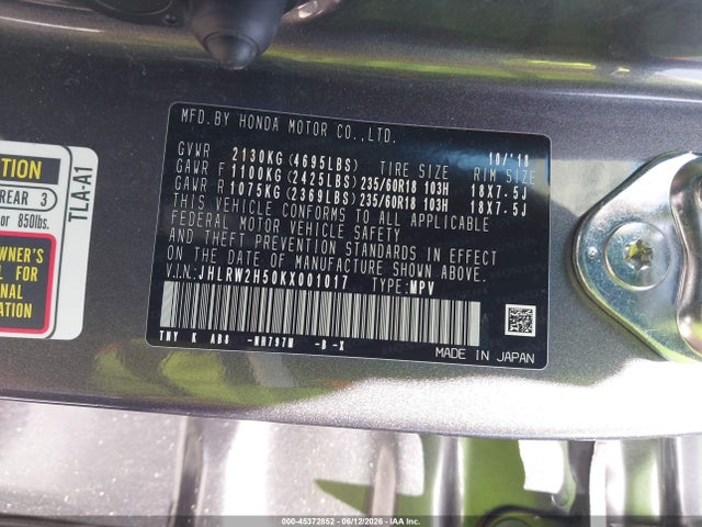 Honda CR-V EX 2019 JHLRW2H50KX001017 Image 9