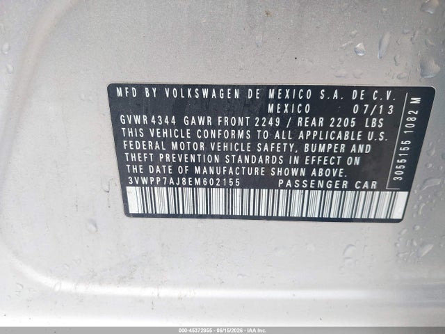 Продажа на аукционе авто 2014 Volkswagen Jetta Sportwagen 2.5l S, vin: 3VWPP7AJ8EM602155, номер лота: 45372955