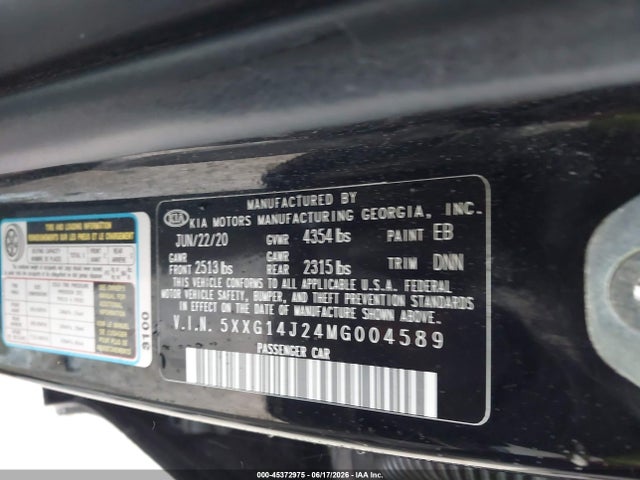 Продажа на аукционе авто 2021 Kia K5 Lxs, vin: 5XXG14J24MG004589, номер лота: 45372975