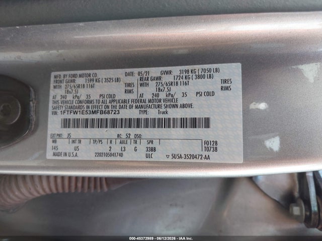 1FTFW1E53MFB68723 Ford F-150 Xlt