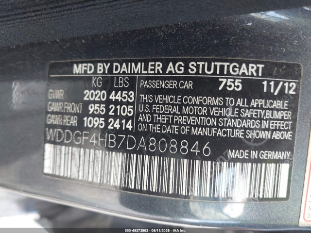 Aukcja sprzedaży 2013 Mercedes-benz C 250 Sport, vin: WDDGF4HB7DA808846, numer aukcji: 45373003