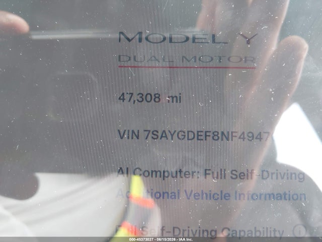 Продажа на аукционе авто 2022 Tesla Model Y Performance Dual Motor All-wheel Drive, vin: 7SAYGDEF8NF494767, номер лота: 45373027