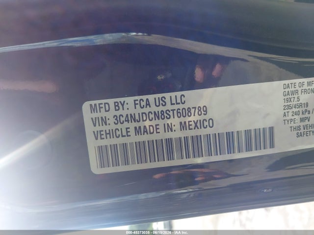 45373035 :رقم المزاد ، 3C4NJDCN8ST608789 vin ، 2025 Jeep Compass Limited 4x4 مزاد بيع