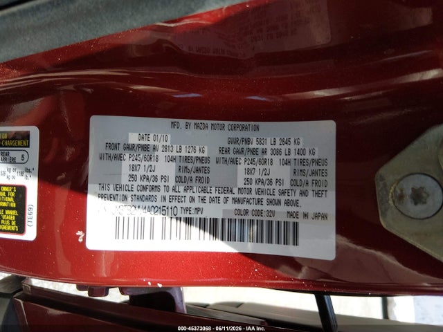 Продажа на аукционе авто 2010 Mazda Cx-9 Touring, vin: JM3TB2MV4A0215110, номер лота: 45373068