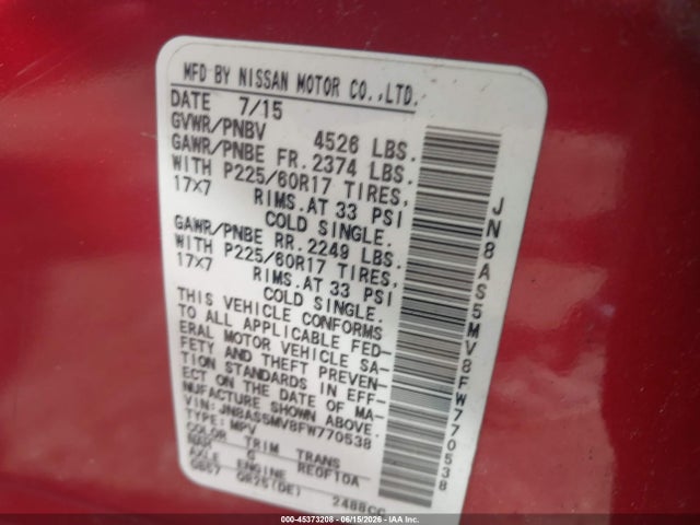 Nissan Rogue Select S 2015 JN8AS5MV8FW770538 Image 9