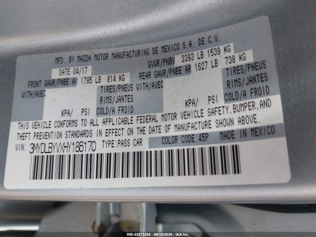 3MYDLBYVXHY186170 Toyota YARIS IA