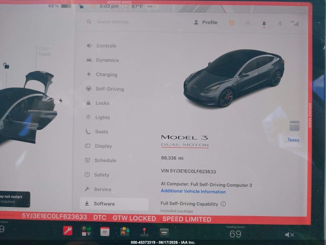 Aukcja sprzedaży 2020 Tesla Model 3 Performance Dual Motor All-wheel Drive, vin: 5YJ3E1EC0LF623633, numer aukcji: 45373319