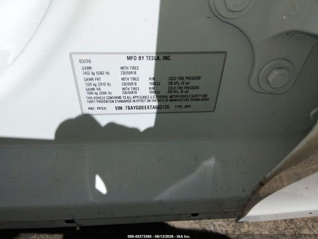 7SAYGDEEXTA662135 Tesla Model Y All-wheel Drive/long Range Launch Series/premium All-wheel Drive