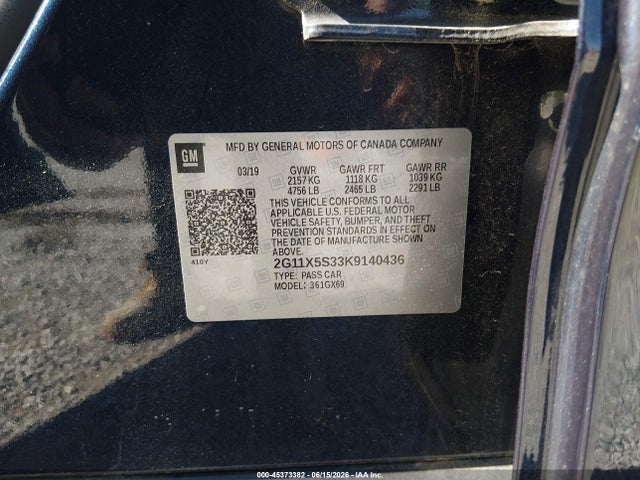 Продажа на аукционе авто 2019 Chevrolet Impala Ls, vin: 2G11X5S33K9140436, номер лота: 45373382