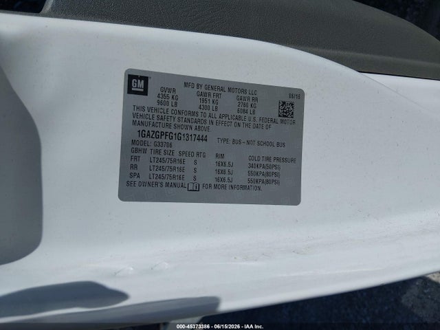 Chevrolet Express 3500 Lt 2016 1GAZGPFG1G1317444 Image 9