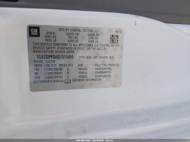 Chevrolet Express 3500 Lt 2016 1GAZGPFG6G1313499 Image 9