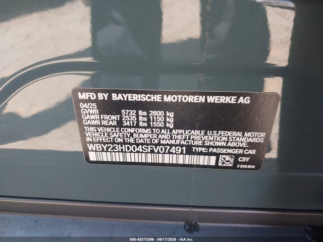 WBY23HD04SFV07491 BMW I4 Gran Coupe Edrive40