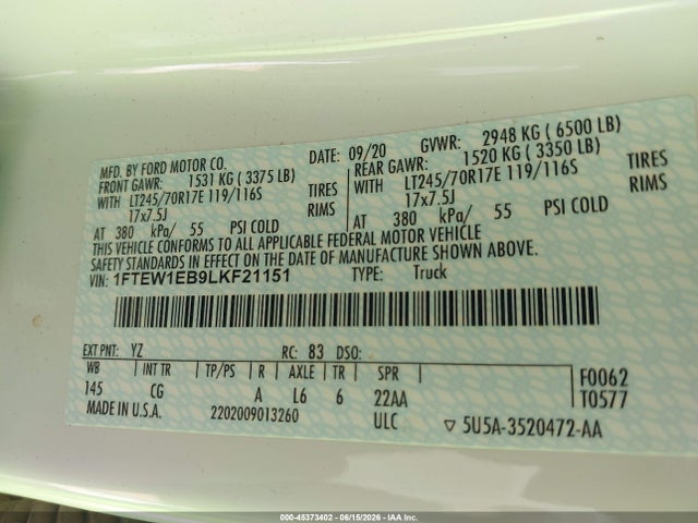 1FTEW1EB9LKF21151 Ford F-150 Xl