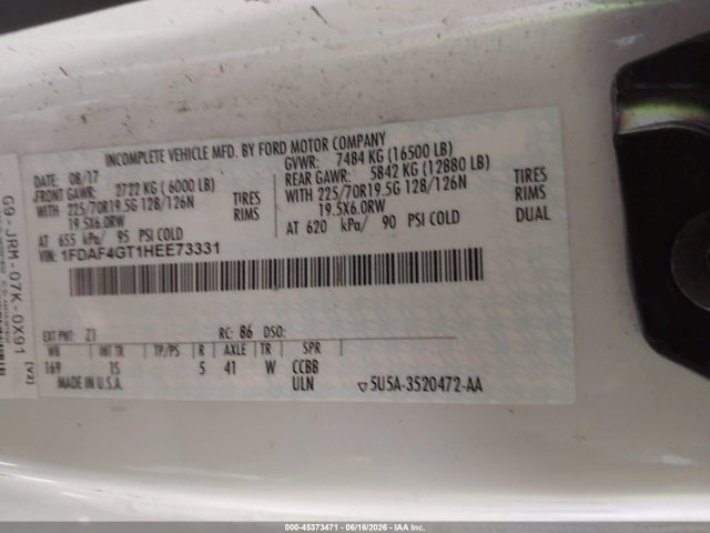 Ford F-450 Chassis Xl 2017 1FDAF4GT1HEE73331 Image 9