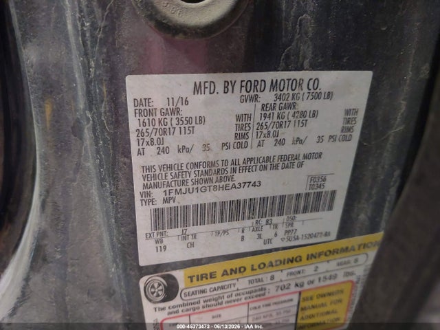 1FMJU1GT8HEA37743 Ford Expedition Xl