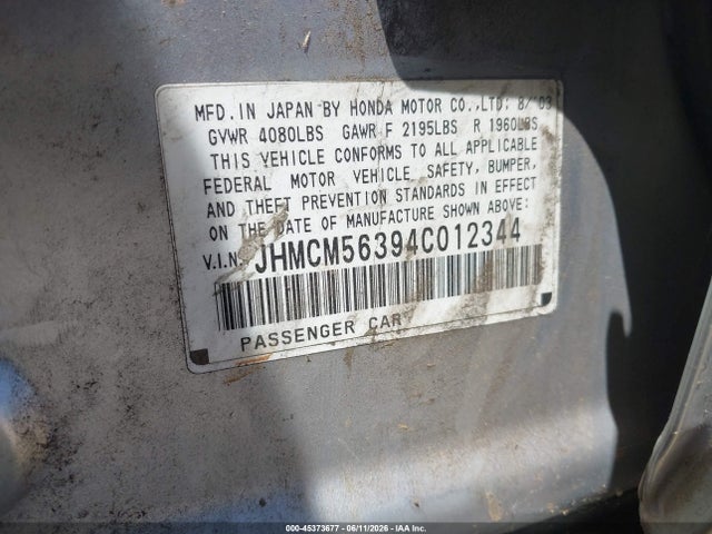 Aukcja sprzedaży 2004 Honda Accord 2.4 Lx, vin: JHMCM56394C012344, numer aukcji: 45373677