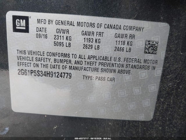 Aukcja sprzedaży 2017 Cadillac Xts Premium Luxury, vin: 2G61P5S34H9124779, numer aukcji: 45373717