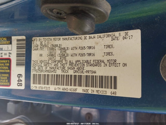 3TMDZ5BN1HM026452 Toyota Tacoma Trd Off Road