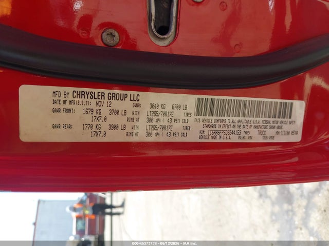 45373738 :رقم المزاد ، 1C6RR6FP6DS544153 vin ، 2013 Ram 1500 Tradesman مزاد بيع