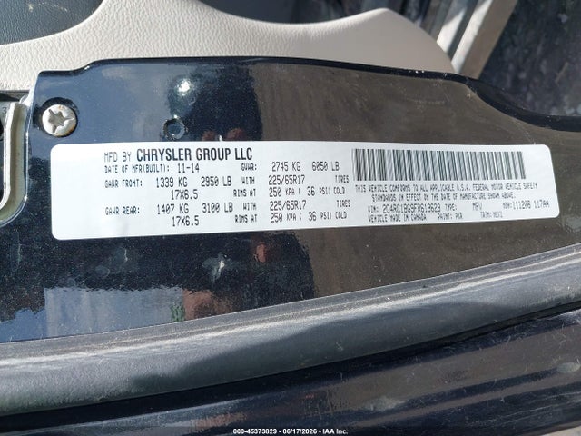 45373829 :رقم المزاد ، 2C4RC1BG9FR619628 vin ، 2015 Chrysler Town & Country Touring مزاد بيع