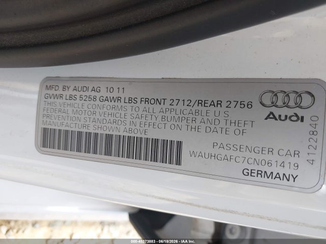 Aukcja sprzedaży 2012 Audi A6 3.0t Prestige, vin: WAUHGAFC7CN061419, numer aukcji: 45373883
