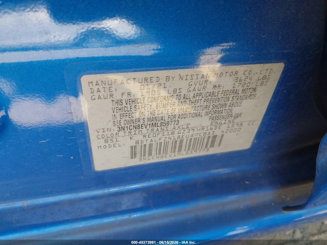 3N1CN8EV1ML859773 Nissan Versa Sv Xtronic Cvt