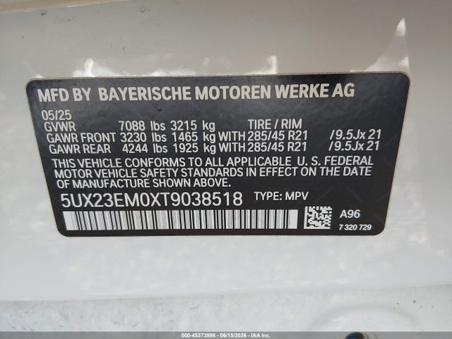 5UX23EM0XT9038518 BMW X7 Xdrive40i