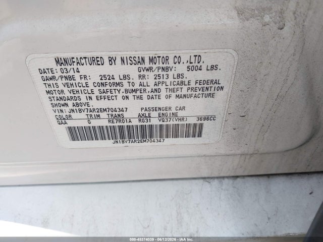 Aukcja sprzedaży 2014 Infiniti Q50 Premium, vin: JN1BV7AR2EM704347, numer aukcji: 45374039