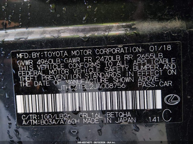 JTHCZ1BL2JA008756 Lexus Gs 350 F Sport