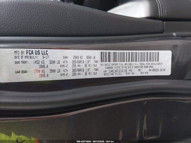 2018 Dodge Durango Sxt Awd მანქანა იყიდება აუქციონზე, vin: 1C4RDJAG7JC161152, აუქციონის ნომერი: 45374084