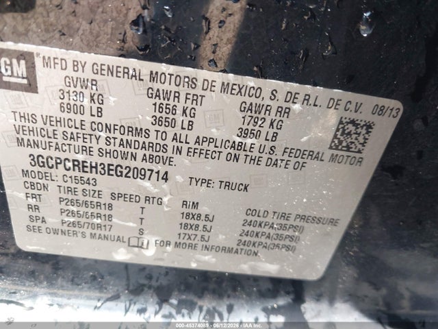 45374089 :رقم المزاد ، 3GCPCREH3EG209714 vin ، 2014 Chevrolet Silverado 1500 Lt مزاد بيع