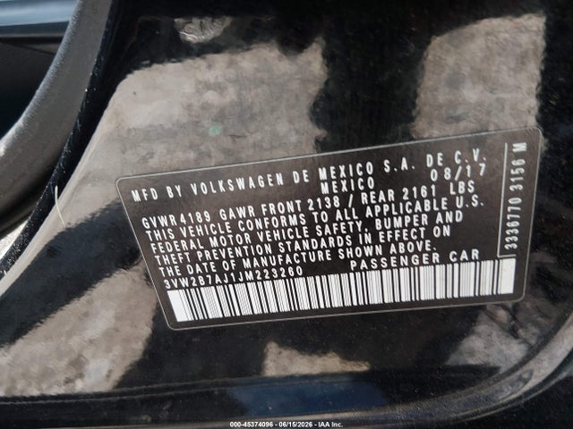 3VW2B7AJ1JM223260 Volkswagen Jetta 1.4t S
