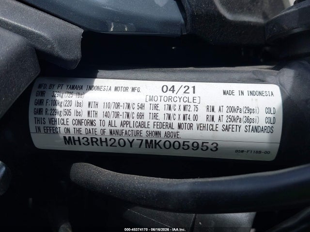 Yamaha Mt-03 2021 MH3RH20Y7MK005953 Image 10