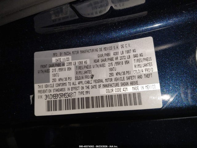Aukcja sprzedaży 2024 Mazda Cx-30 2.5 S Select Sport, vin: 3MVDMBBM3RM634817, numer aukcji: 45374302