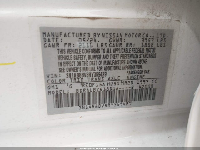 Nissan Sentra S Xtronic Cvt 2024 3N1AB8BV8RY359429 Image 9