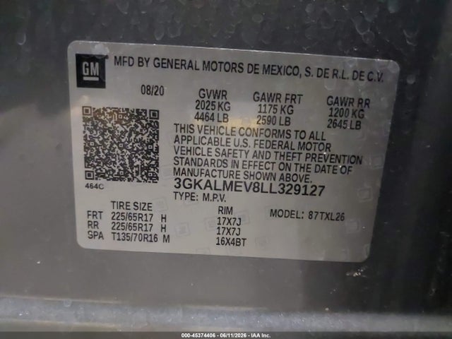 3GKALMEV8LL329127 GMC Terrain Fwd Sle