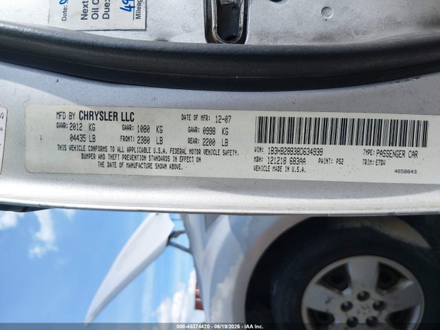 45374420 :رقم المزاد ، 1B3HB28B38D634939 vin ، 2008 Dodge Caliber Se مزاد بيع