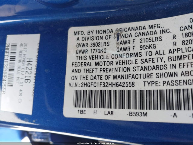 2HGFC1F32HH642558 Honda Civic Ex-t