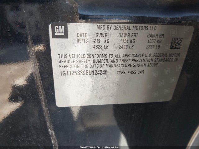 Продажа на аукционе авто 2014 Chevrolet Impala 2lt, vin: 1G1125S39EU124246, номер лота: 45374480