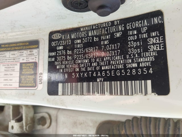 KIA SORENTO LX 2014 5XYKT4A65EG528354 Image 9