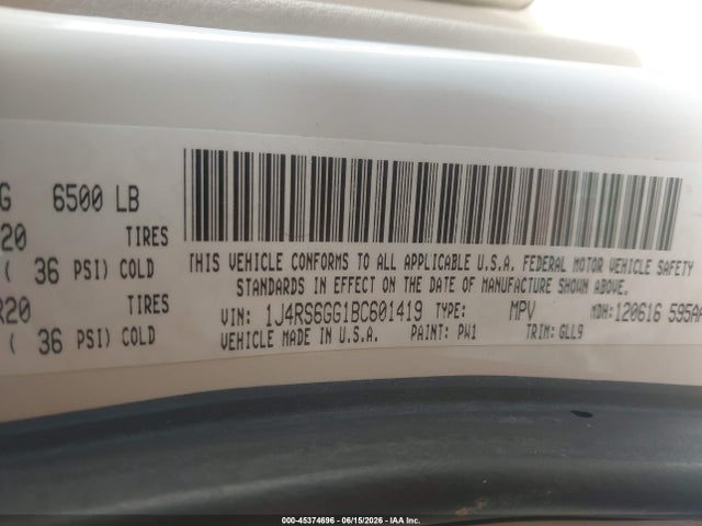 Aukcja sprzedaży 2011 Jeep Grand Cherokee Overland, vin: 1J4RS6GG1BC601419, numer aukcji: 45374696