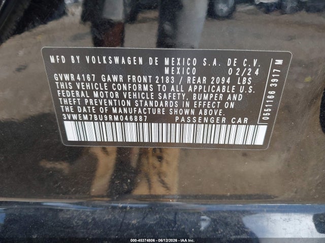 Продаж на аукціоні авто 2024 Volkswagen Jetta 1.5t Se, vin: 3VWEM7BU9RM046887, номер лоту: 45374806
