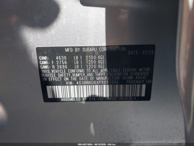 Продаж на аукціоні авто 2023 Subaru Legacy Premium, vin: 4S3BWAD6XP3011396, номер лоту: 45374854