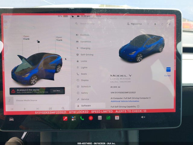 Продаж на аукціоні авто 2021 Tesla Model Y Long Range Dual Motor All-wheel Drive, vin: 5YJYGDEE5MF233521, номер лоту: 45374892
