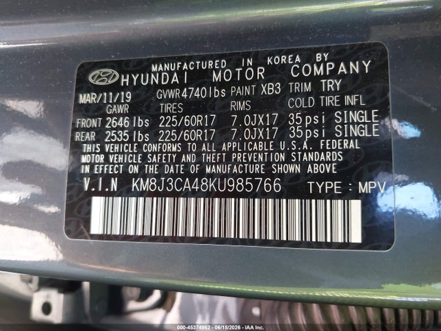 Hyundai Tucson Value 2019 KM8J3CA48KU985766 Image 9