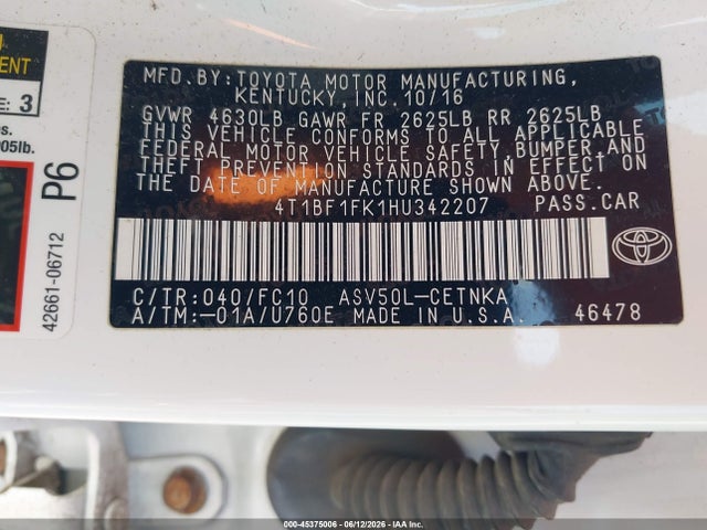 Toyota CAMRY LE 2017 4T1BF1FK1HU342207 Image 9