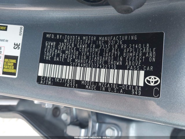 5YFB4MDE0TP432110 Toyota COROLLA LE