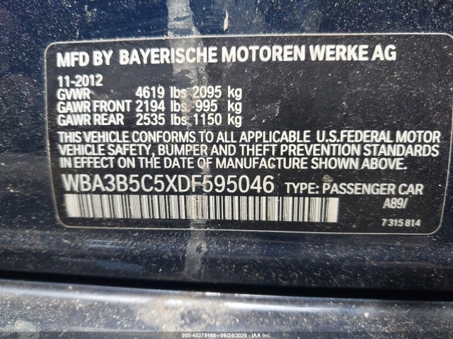 45375160 :رقم المزاد ، WBA3B5C5XDF595046 vin ، 2013 Bmw 328i Xdrive مزاد بيع