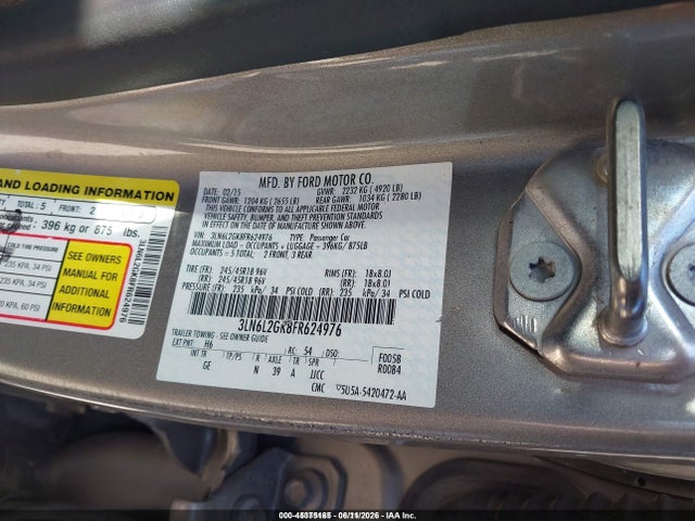 Продаж на аукціоні авто 2015 Lincoln Mkz, vin: 3LN6L2GK8FR624976, номер лоту: 45375165
