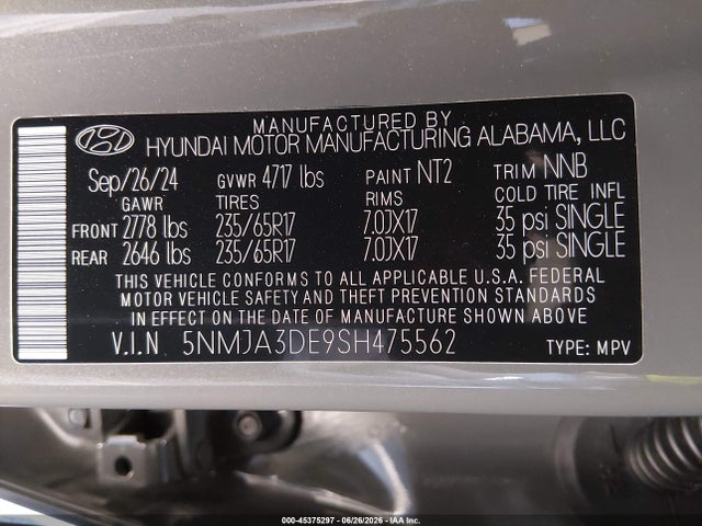 Hyundai TUCSON SE 2025 5NMJA3DE9SH475562 Image 9